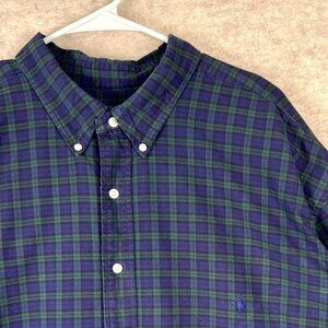 Ralph Lauren Men’s Plaid Soft Button Down Blue Green Shirt Sz 3XLT Tall